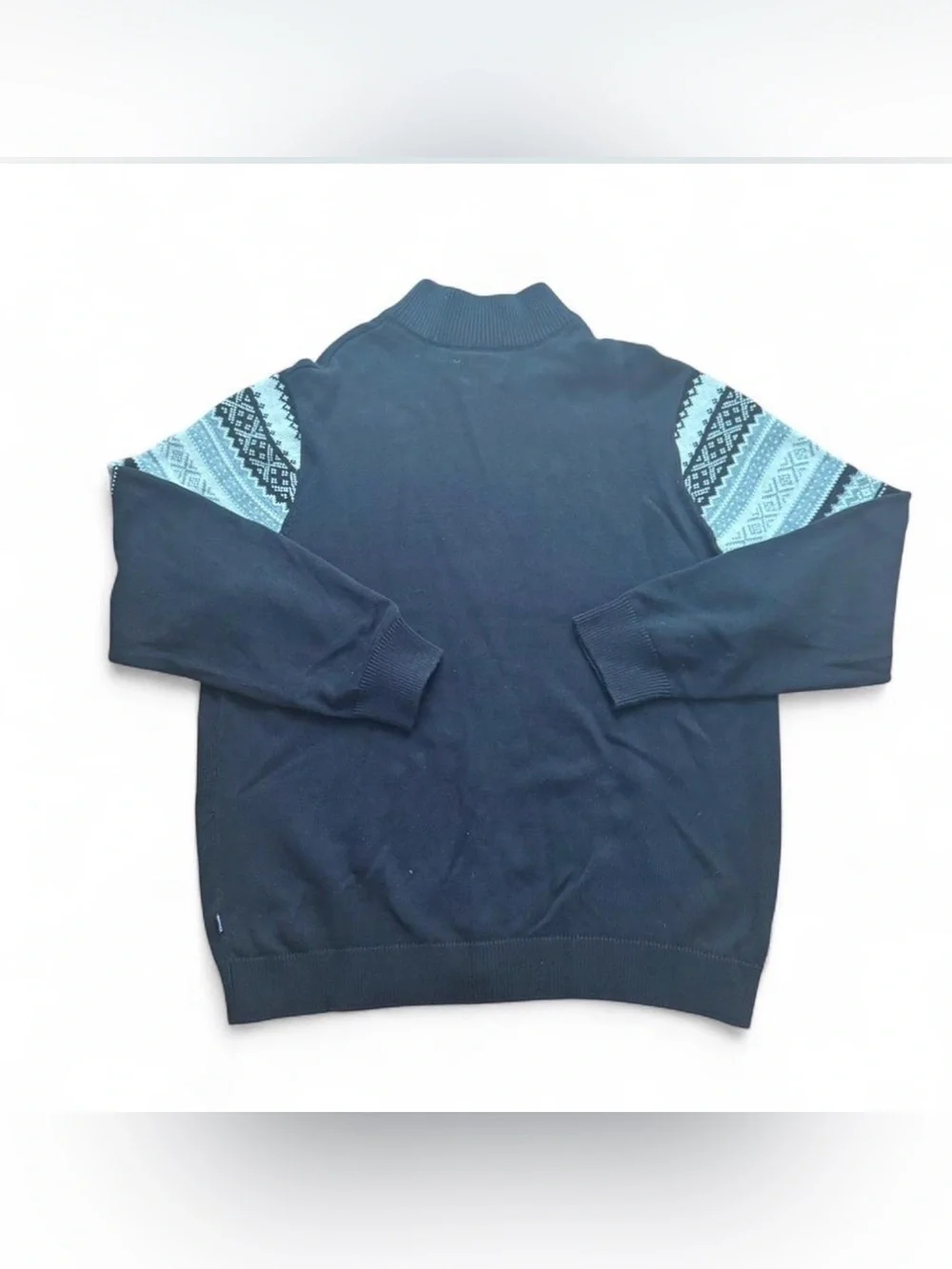 Chaps Mens 2XL Full Zip Christmas Sweater NWT Black Snowflake Mock Neck Cotton - Picture 10 of 14